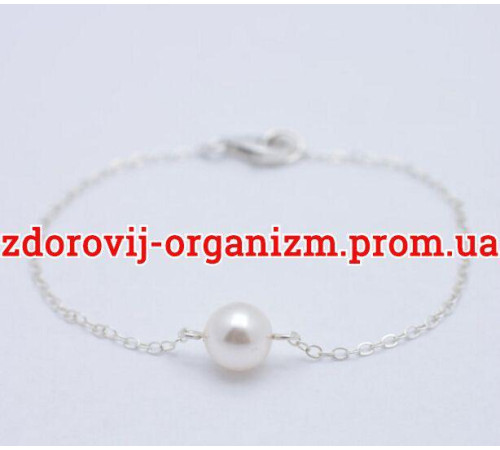 Браслет із перлиною Касумі, на срібному ланцюжку