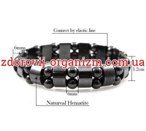 Біо магнітний браслет із гематитом, турмаліном і магнітами