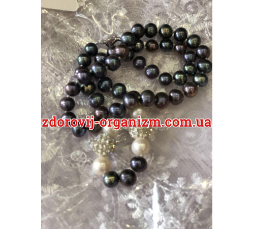 Намисто з чорного з фіолетовим відливом морських перлів Таїті