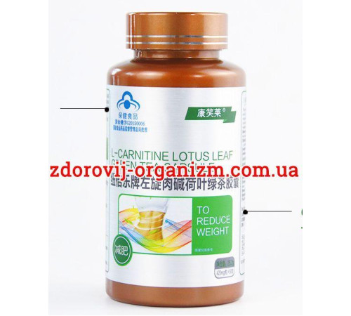 Капсули L-карнітину із зеленим чаєм і лотосом для зниження ваги 60 шт.