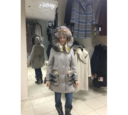 Пальто з альпаки з хутром delcorse Італія б/у