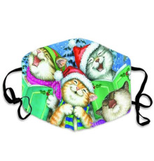 Багаторазова турмалінова захисна маска для обличчя «Різдво Веселі Кішки»