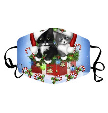 Багаторазова захисна маска для обличчя з турмаліном «Новорічні кішки»