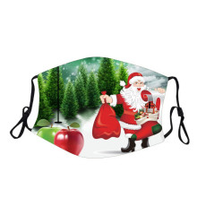 Захисна турмалінова маска багаторазова з малюнком «Санта Клаус із подарунками»