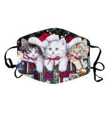 Захисна турмалінова маска з малюнком Новорічні три кішки