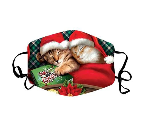 Багаторазова захисна турмалінова маска для обличчя Різдвяні кішки