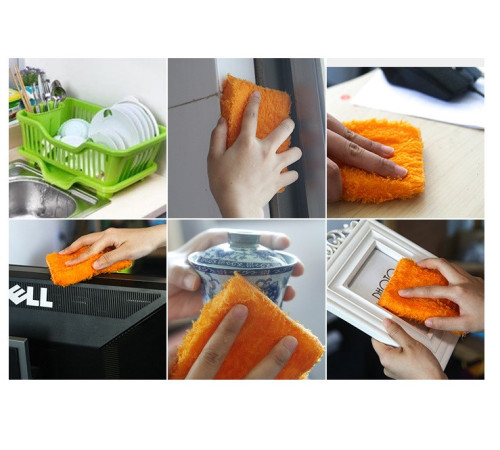 Бамбукова серветка для миття без миючих засобів c губкою