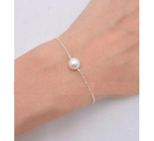 Браслет із перлиною Касумі, на срібному ланцюжку