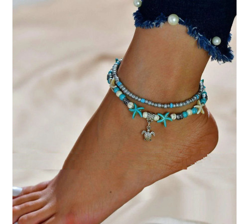 Вінтажний Чеський кораловий браслет-ланцюжок на ногу морська черепашка