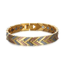 Турмаліновий браслет із магнітами срібло із золотом 3в1