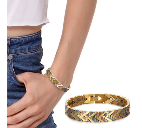 Турмаліновий браслет із магнітами срібло із золотом 3в1