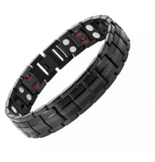 Браслет магнітно-турмаліновий із германієм чорний (3в1) 21см