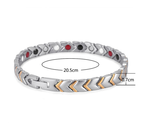 Терапевтичний магнітний турмаліновий браслет жіночий (Візіон) сильвер