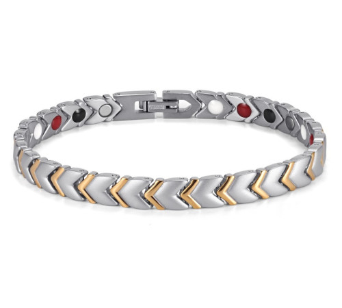 Терапевтичний магнітний турмаліновий браслет жіночий (Візіон) сильвер