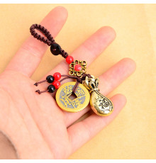 Брелок мішечок багатства з монетами та містичним вузлом