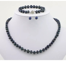 Намисто з чорного з фіолетовим відливом морських перлів Таїті