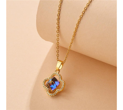 Золота підвіска Чотирилиста конюшина Swarovski грошовий талісман удачі