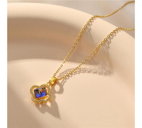 Золота підвіска Чотирилиста конюшина Swarovski грошовий талісман удачі