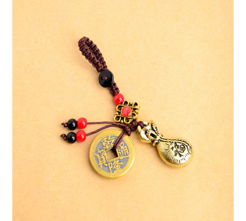 Брелок мішечок багатства з монетами для збереження грошей