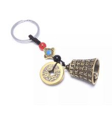 Брелок амулет дзвіночок із містичним вузлом і 5 золотих монет багатства
