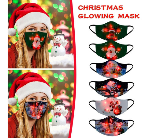 Світлодіодна Різдвяна маска Дід Мороз для чоловіків і жінок багаторазова
