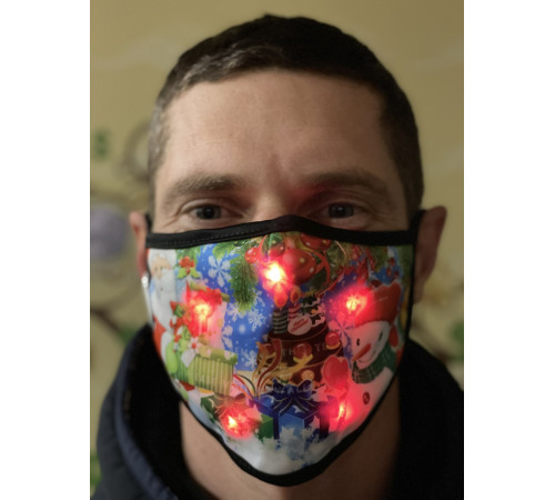 Світлодіодна Різдвяна маска сніговик і дід мороз Merry Christmas для чоловіків і жінок багаторазова