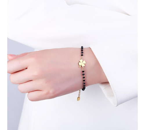 Браслет із позолотою Чотирилиста конюшина з гематитом приносить дуже велику удачу