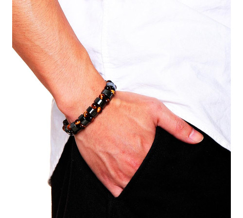 Турмаліновий браслет гематит із червоним тигровим оком для здоров'я