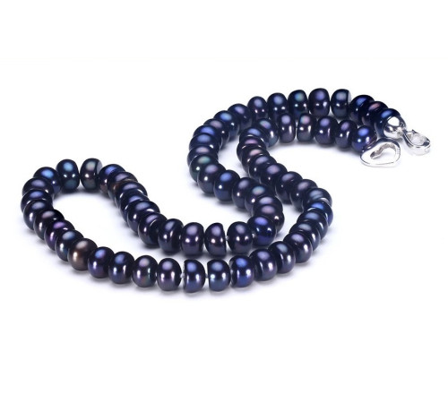 Намисто з чорного з баклажановим відливом морських перлів