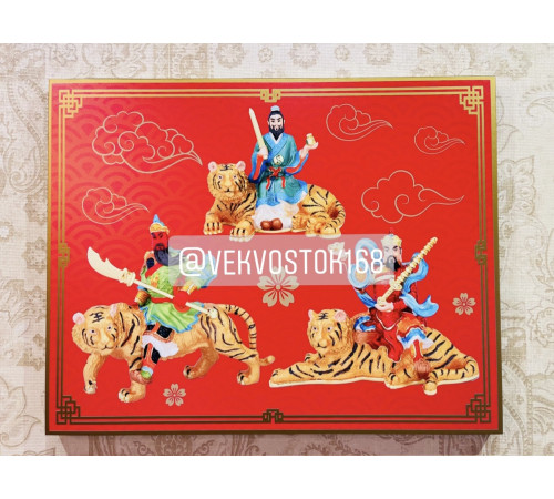 Картина Тріо Тигрів із Богами Багатства залучаючи процвітання та велику удачу