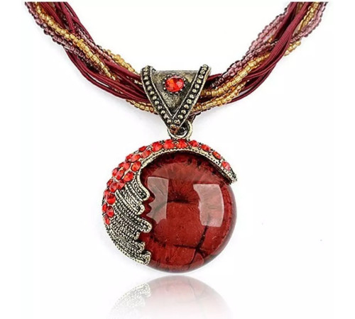 Турмалінове намисто з бісером червоний Вековий Схід