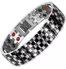 Турмаліновий браслет із магнітами аніонами срібло Шахи 4В1 Ваковий Схід