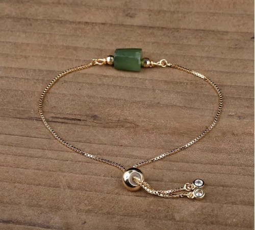 Жіночий браслет-чакра з натурального нефриту