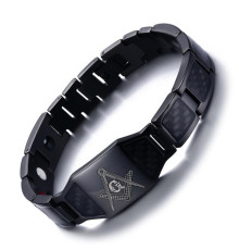 Чоловічий Магнітний турмаліновий браслет 4в1 для здоров'я і захисту Масонський