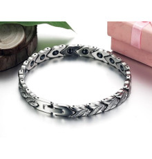 Турмаліновий браслет Срібний Лілія з кристалами Сваровскі