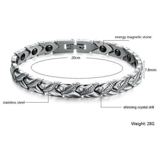 Турмаліновий браслет Срібний Лілія з кристалами Сваровскі