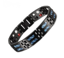 Турмаліновий браслет Біомагінтний із Титаном, Германієм і Біофотонами вуглецевий 5в1