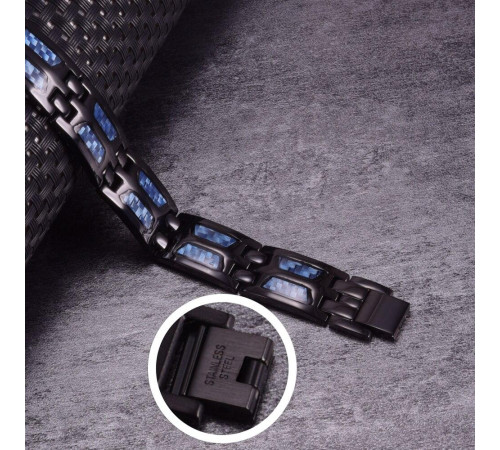 Турмаліновий браслет Біомагінтний із Титаном, Германієм і Біофотонами вуглецевий 5в1