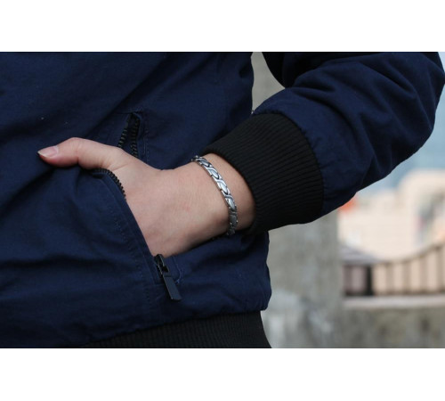 Браслет Турмаліновий із магнітами, германієм та інфо червоним каменем Silver 5 в1