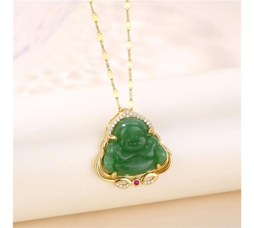 Золота Турмалінова підвіска Хотей бог багатства, символ веселощів і достатку Swarovski