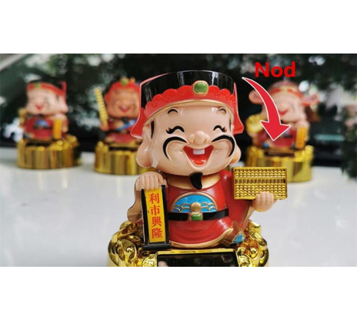 Бог Багатства з грошовими рахунками в руках на сонячних батареях 10 см