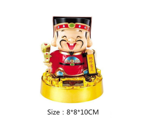 Бог Багатства з грошовим Перловим Руї в руках на сонячних батареях 10 см