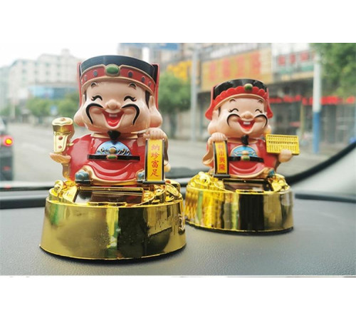 Бог Багатства з грошовим Перловим Руї в руках на сонячних батареях 10 см