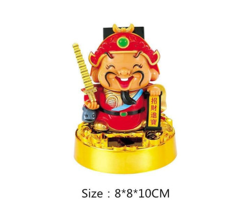 Бог Багатства із золотою пагодою в руках і щуром на сонячних батареях 10 см
