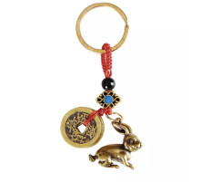 Брелок Грошовий Кролик для багатства та любові з китайськими монетами