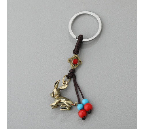 Брелок Кролик для багатства здоров'я й любові з китайськими намистинами