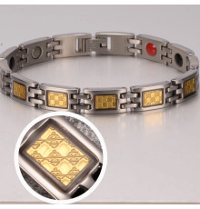 Турмаліновий титановий магнітний браслет зі сусальним золотом германієм для просочення біополя людини