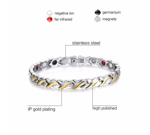 Турмаліновий позолочений браслет Лілія Vinterly з магнітами, германієм інфрачервоний ІЧ 4В1