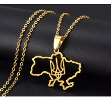 Золота підвіска з Україною й Тризубом захисний талісман на удачу Любов і Світ