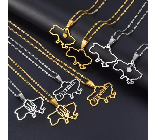 Золота підвіска з Україною й Тризубом захисний талісман на удачу Любов і Світ